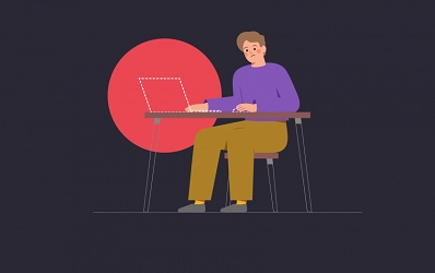 Człowiek siedzący przy biurku - wykluczony cyfrowo